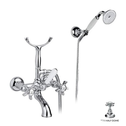 Nicolazzi Half Dome Смеситель для ванны с душем duplex, настенный, 2 отв., излив 155 мм, цвет: хром