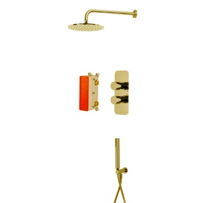 Fima Carlo Frattini Sistemi doccia Душевая система, верхний душ 25см., со смесителем и ручным душем, на 2 источника, цвет: хром