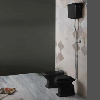 SIMAS Arcade Унитаз напольный, выпуск в пол, 36,5х55см, цвет: черный/хром