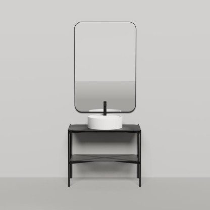 Salini Grazia Консоль 100х74х50.5см., со столеш.S-Stone; полка из тонир. закал.стекла; зеркало71х120см., в металл. раме; сифон, цвет: черный
