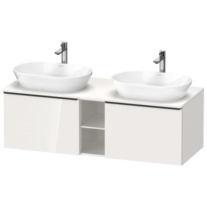 Duravit D-Neo Тумбочка подвесная 140х45.9x55см., 2 раковины, 2 ящика, цвет: белый высокоглянцевый