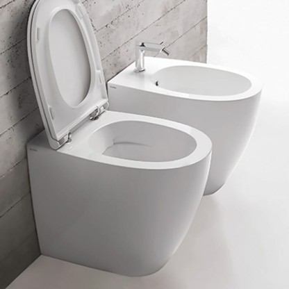 Globo 4ALL Унитаз приставной безободковый 54х36см, крепёж к полу в комплекте, цвет: белый