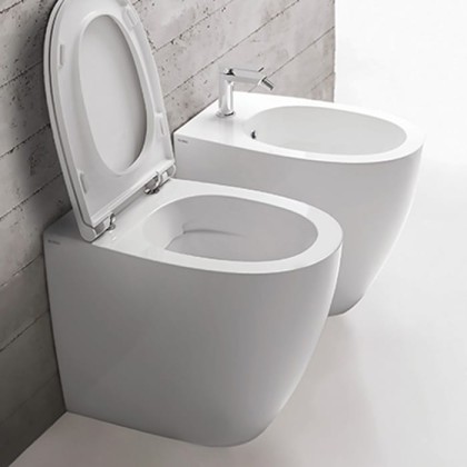 Globo 4ALL Унитаз приставной безободковый 54х36см, крепёж к полу в комплекте, цвет: белый