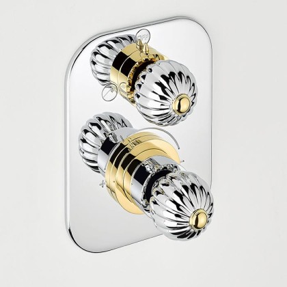 THG Mandarine metal Смеситель для душа встраиваемый, термостатический, с переключателем на 2 положения, внешняя часть, цвет: хром/золото