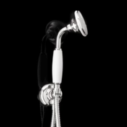 Devon&Devon Morris Лейка душевая со шлангом, с держателем и выпуском, ручка белая, цвет: хром