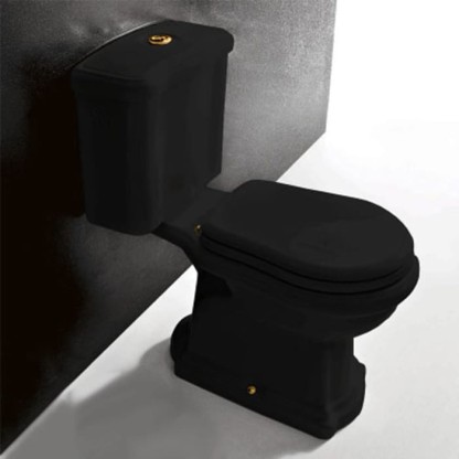 Kerasan Retro Унитаз 72х38.5см., моноблок, слив в стену, цвет: черный/золото