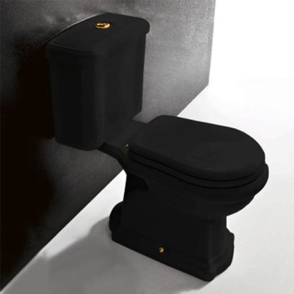 Kerasan Retro Унитаз 72х38.5см., моноблок, слив в стену, цвет: черный/золото