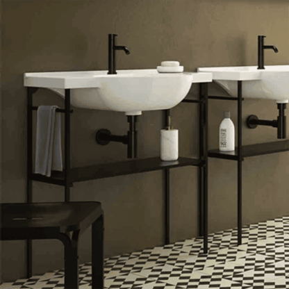 Globo Mode Консоль металлическая напольная 76.7x31.5xh85.5 см, для раковины ME080, цвет: черный матовый