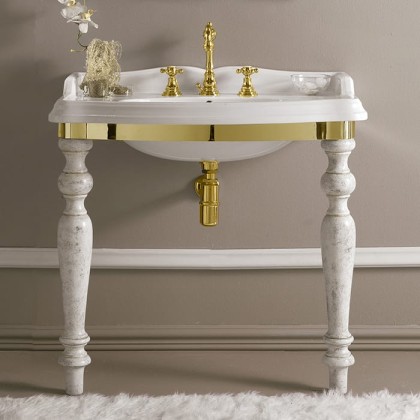 3SC Consolle Консоль Firenze 90х56хh97см, с раковиной LA02 и сифоном, напольный, цвет: золото 24к. Lucido