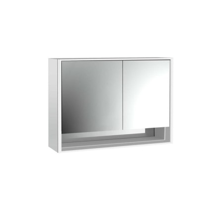 Emco Loft Зеркальный шкаф 100см., с подсветкой LED с с ниж.отделением навесная модель, 2-дверки, широкая дверка слева зеркальная задняя стенка