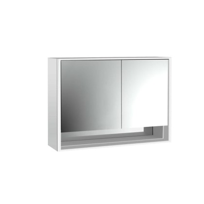 Emco Loft Зеркальный шкаф 100см., с подсветкой LED с с ниж.отделением навесная модель, 2-дверки, широкая дверка слева зеркальная задняя стенка