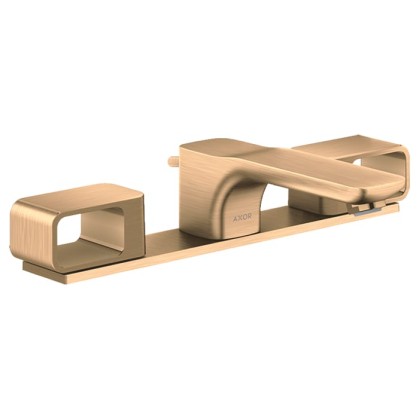 Axor Urquiola Смеситель для раковины 50, на 3 отв., с панелью и донным клапаном, цвет: шлифованная бронза