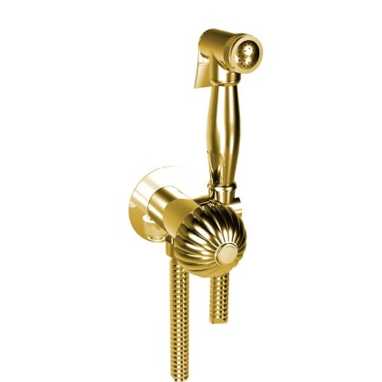 BONGIO RADIANT Гигиенический душ с прогрессивным смесителем, шланг 1200 мм., держатель с подводом воды, цвет: золото