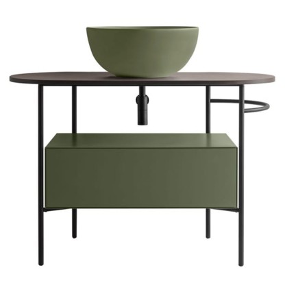 Globo Bob Консоль напольная, 93х46х72 см, без отв. под смеситель, с полотенцедержателем правая R, цвет: черный матовый/Felce