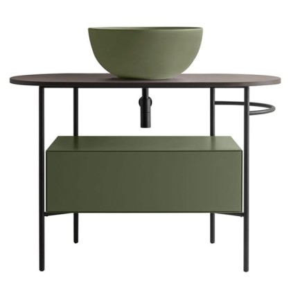 Globo Bob Консоль напольная, 93х46х72 см, без отв. под смеситель, с полотенцедержателем правая R, цвет: черный матовый/Felce