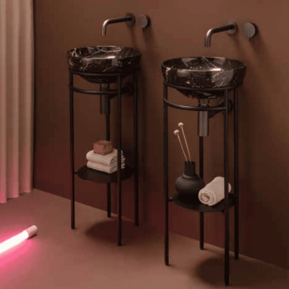 Globo Ring Консоль напольная 35x38х84,5, без отв. под смеситель, с полотенцедержателем, цвет: черный матовый