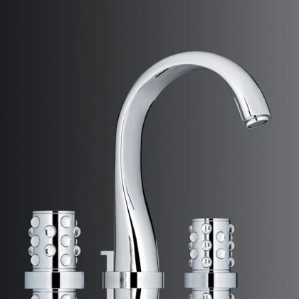 THG Mossi Смеситель для раковины, 3 отв., цвет: хром/прозрачный хрусталь