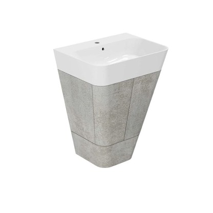 Azzurra Build Тумба напольная 59х47х85см, с 1 ящиком, с раковиной, цвет: Cement