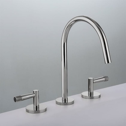 Gattoni MD Смеситель для раковины, 3 отв., ручки PELLA, с донным клапаном, цвет: хром