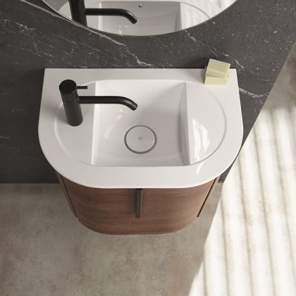 Burgbad Lavo 2.0 Комплект мебели 53х35х49.2см., с 1 отверстием для смесителя слева, 1 дверь, раковина белая, ручка черная, подвесной, цвет: Eiche Dekor Rost