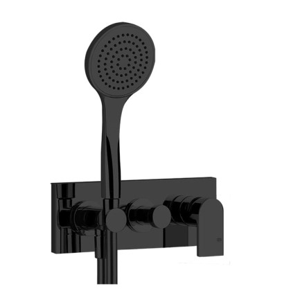 Gessi Emporio Via manzoni Смеситель для душа, встраиваемый, на 2 позиции с переключателем, с подводом воды и держателем лейки, душевой лейкой и шлангом, цвет: Black XL