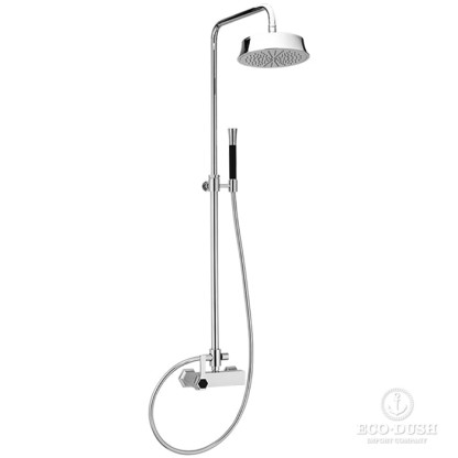 CISAL Cherie Душевой комплект: смеситель, стойка с верхним душем, лейка+шланг, цвет: хром/черный