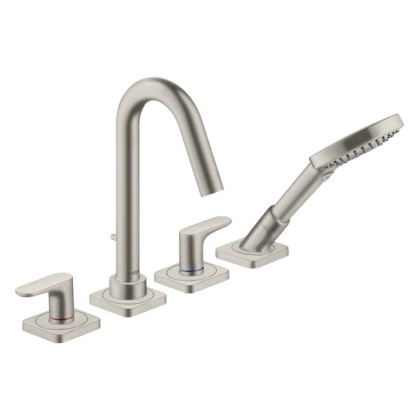 Axor Citterio M Смеситель на борт ванны, на 4 отв., с ручным душем, цвет: сталь