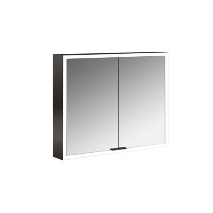 Emco Prime Зеркальный шкаф 80см., с подсветкой LED навесная модель, 2-дверки, IP 20 с Lichtpaket, зеркальная задняя стенка, цвет черный