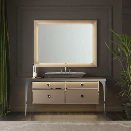 VITAGE milldue edition MAJESTIC 07 Комплект мебели 154х60хh78см., напольная, раковина, зеркало, отделка: стекло Bronzo acidato/black crom