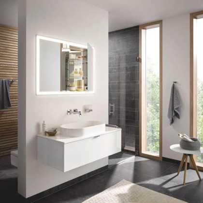 Emco Prime Зеркальный шкаф 160см., с подсветкой LED встраив. модель, 3-дверки, IP 20 зеркальная задняя стенка