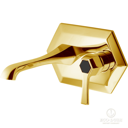 CISAL Cherie Смеситель однорычажный для раковины из стены,излив 210 мм, цвет: золото/черный