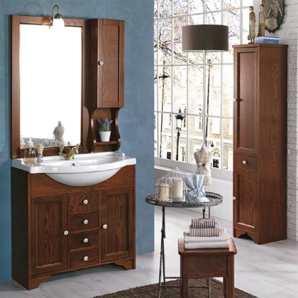 EBAN Eleonora Комплект мебели, с раковиной , с зеркалом и светильником, 107см, напольный, Цвет: noce