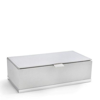 3SC Snowy Коробочка универсальная, 25х13хh8см, с крышкой, настольная, цвет: белая эко-кожа/белый матовый