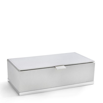 3SC Snowy Коробочка универсальная, 25х13хh8см, с крышкой, настольная, цвет: белая эко-кожа/белый матовый