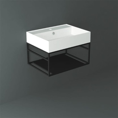 Simas Agile Структура металлическая 61x46xh28см, подвесная, для раковины с 1 отв., AG61, с 1 полкой, цвет: черный матовый