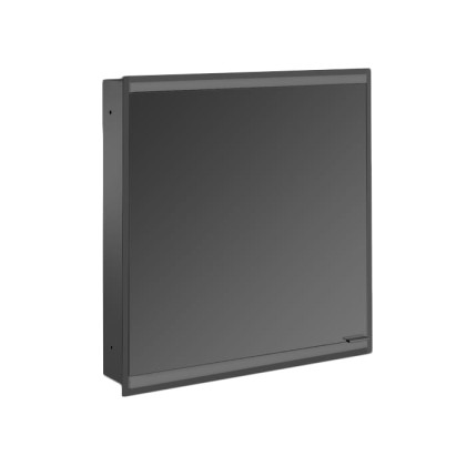 EMCO Prime2 Зеркальный шкаф 60x70см., с подсветкой, встраиваемый, 1 дверь, L, 2 полки, розетка, цвет: черный