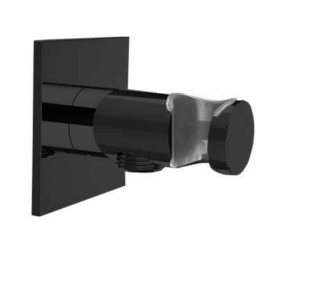 Almar Вывод из стены с держателем для душевой лейки, цвет: черный глянцевый PVD