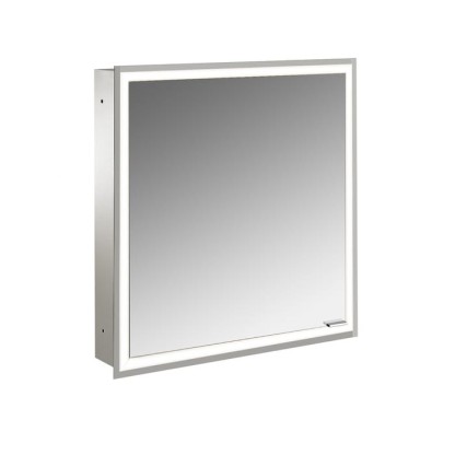 EMCO Prime Зеркальный шкаф 60x70см., с подсветкой, встраиваемый, 1 дверь, L, 2 полки, розетка, цвет: белый