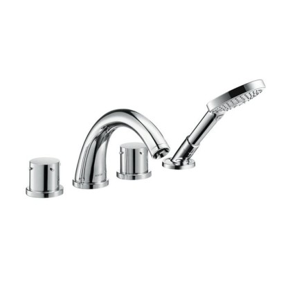 Axor Starck, Смеситель для ванны, на 4Axor Starck, отверстия, монтаж на плитку, внешняя часть, цвет: хром