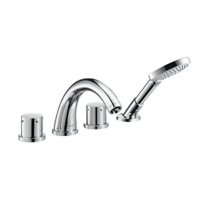 Axor Starck, Смеситель для ванны, на 4Axor Starck, отверстия, монтаж на плитку, внешняя часть, цвет: хром