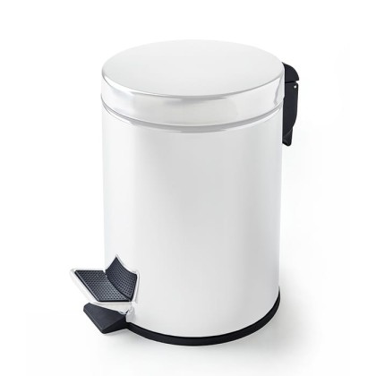 3SC Hotel Ведро 5 л. 22,5x33,5xh30,5 см, с педалью, с крышкой и механизмом softclose, из нерж.стали, цвет: белый матовый