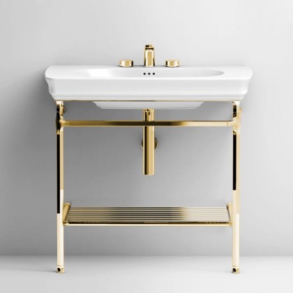 Artceram Civitas Металическая структура Quadra 76х44хh80,5см, полка сетка, напольная, цвет: золото