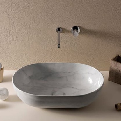 Globo T-Edge Раковина-чаша 60х41 см, без отв., на столешницу, цвет: Marmo di carrara