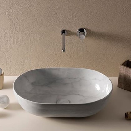 Globo T-Edge Раковина-чаша 60х41 см, без отв., на столешницу, цвет: Marmo di carrara