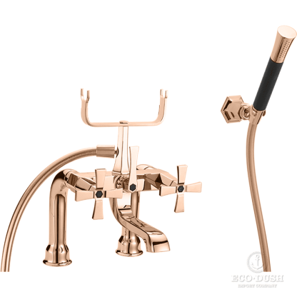 CISAL Cherie Смеситель на борт ванны двухвентильный, с душевым комплектом, цвет: розовое золото/черный