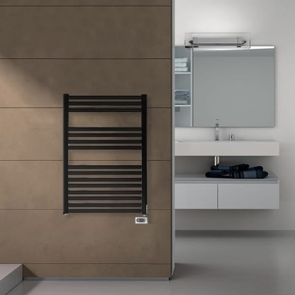Irsap Ares Полотенцесушитель электр. 58x81.8x3см (15 трубок-2 пром), мощность:400 ватт,с электр/термостатом, провод: 120см, цвет: черный матовый