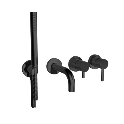 Bongio ON Смеситель для ванны, встраиваемый, с изливом и ручным душем, (без встраиваемой части 0969000VA) цвет: матовый черный хром