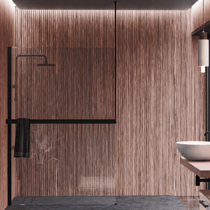 Novellini Kuadra H Душевое ограждение 160х205cм., с свободным входом, Sx, с потолочн кронштейн, с полотенцедержателем, стекло прозрачное, цвет: черный матовый