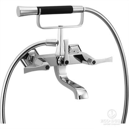 CISAL Cherie Смеситель для ванны двухрычажный, с душевым комплектом, цвет: хром/черный