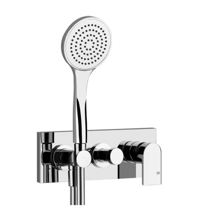 Gessi Emporio Via manzoni Смеситель для душа, встраиваемый, на 2 позиции с переключателем, с подводом воды и держателем лейки, душевой лейкой и шлангом, цвет: хром